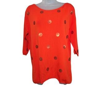 Alberto Makali Wom Med Orange Sequined Embellished 3/4 Sleeve Sweater NWT Artsy